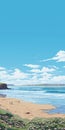 Charming Character Illustration Of Beautiful Beach View In Bude, Cornwall