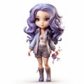 Delicate Anime Girl Figurine With Purple Hair And Shorts