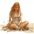 Charming Character Illustrations: Comic Book Art Of A Red Haired Girl