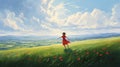 Charming Character Illustrations A Girl In A Field Of Poppies