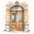 Charming Character Illustrations In An Old Building Sketch