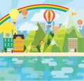Charming and cheerful graphic city illustration