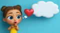 Charming Chibi Character Blowing a Heart Cloud in a Lively Setting With a Blank Space for Advertisements Royalty Free Stock Photo