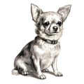 Charming Chihuahua Drawing Illustration On White Background