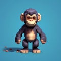 Charming Chimp: A Cute Minecraft-inspired Pixel Art Monkey