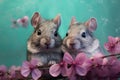 Charming Chinchillas with Cherry Blossoms