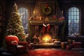 Charming Christmas interior room. Generate Ai Royalty Free Stock Photo