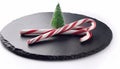 Charming Christmas Tree with Candy Canes on Slate Royalty Free Stock Photo