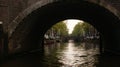 Amsterdam, Netherlands - April 24 2011: a cityscape of canal and bridges.