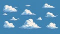 Charming cloud icons on a blue backdrop, perfect for modern logos or playful designs in a flat vector style Royalty Free Stock Photo