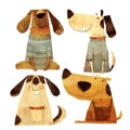 Charming collection of cartoon dogs with playful expressions