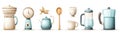A charming collection of coffee-making tools, including a kettle, scale, and mugs, perfect for coffee lovers and enthusiasts Royalty Free Stock Photo