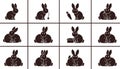 Cute Rabbit Silhouette Icons Set - Easter Bunny Vector Collection Royalty Free Stock Photo