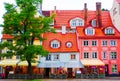 Charming colorful cafe and restaurant buildings