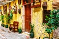 Charming colorful streets of old town in Rethymno, Crete island, Greece Royalty Free Stock Photo