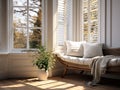 charming and comfortable corner with modern windows with sofa