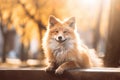 Autumn Splendor Corgi: Majestic Dog in Golden Hour Light, AI Generated