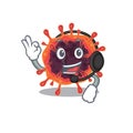 Charming corona virus zone cartoon character design wearing headphone