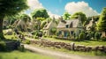 Charming Cotswold Village: 3d Rendering With English Countryside Scenes