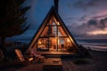 Charming Cozy beach cabin. Generate Ai