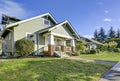 Charming craftsman home with a covered front porch. Royalty Free Stock Photo