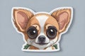 Charming cream chihuahua Face Sticker, Cute Big Eyes in High-Resolution, cute dog face sticker