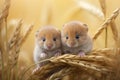 Charming and curious little mice enjoying a delightful adventure in a picturesque wheat field