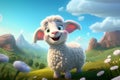 Charming Cute sheep cartoon. Generate Ai
