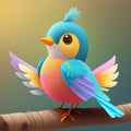 Charming 3d Animated Bird Prop- Cute, Colorful, And Charming Illustration Style