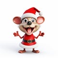 Charming 3d Animated Mouse In Santa Claus Hat: A Delightful Adventure Royalty Free Stock Photo