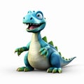 Cute Blue Dinosaur For Sale: 3d Cartoon Iguanodon With Lively Storytelling Style Royalty Free Stock Photo