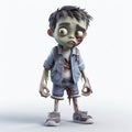 Charming 3d Boy Zombie With Backpack And Hat - Realistic And Detailed Renderings