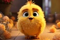 Charming 3D chick rendering showcases an irresistibly cute and adorable demeanor