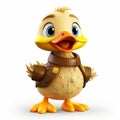 Charming 3d Clay Render Of A Cute Duck In A Stylish Leather Jacket