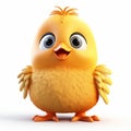 Charming 3d Clay Render Of A Cute Yellow Chicken