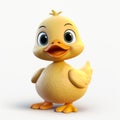 Charming 3d Clay Render Of Cute Yellow Duck With Big Eyes