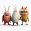 Charming 3d Creatures: Playful Monsters In Vray Tracing Style