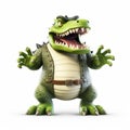 Charming 3d Crocodile Character With Xbox 360 Graphics Royalty Free Stock Photo