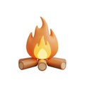 Stylized 3D Campfire Icon with Glowing Orange Flames and Wood Logs burning heat Royalty Free Stock Photo