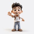 Charming 3d Male Character Portrait Waving With Childlike Innocence Royalty Free Stock Photo