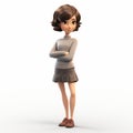 Charming 3d Model Of Girl With Folded Arms - Inspired By Herg, Shuzo Oshimi, And Steve Henderson