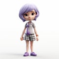 Charming 3d Model Of A Young Girl With Purple Hair