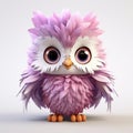 Charming 3d Owl Sculpture With Wavy Pink Feathers