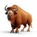 Charming 3d Pixar Bison Illustration With Realistic Rendering