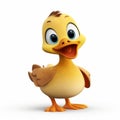 Charming 3d Pixar Duck Character On White Background