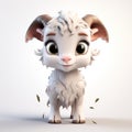 Charming 3d Render Of Cute Little Goat In Raphael Lacoste Style