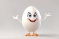 A charming 3D render of a egg on white background in the form of an cute adorable and lovable fantasy cartoon character