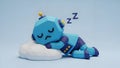 Sleeping Robot Cute 3D Cartoon Character on Cloud Royalty Free Stock Photo