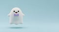 Cute 3D Ghost Character with Purple Bow Tie Royalty Free Stock Photo