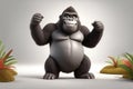 A charming 3D render of a happy smiling gorilla in the form of an cute adorable and lovable cartoon character Royalty Free Stock Photo